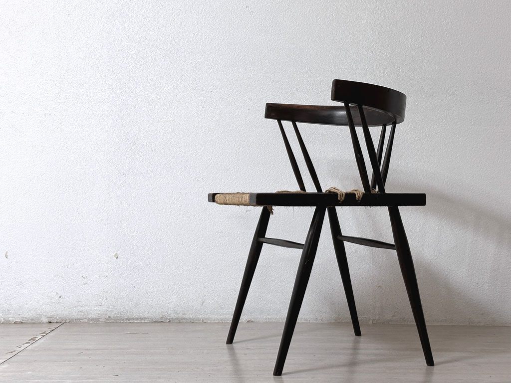 ● ジョージ・ナカシマ George Nakashima グラスシートチェア GRASS SEATED CHAIR ローズウッド材（シッソ）インド NID 60`s ビンテージ_画像5