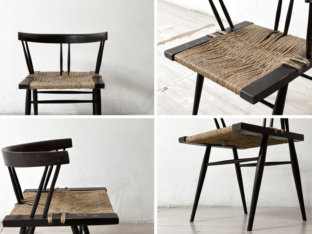 ● ジョージ・ナカシマ George Nakashima グラスシートチェア GRASS SEATED CHAIR ローズウッド材（シッソ）インド NID 60`s ビンテージ_画像7