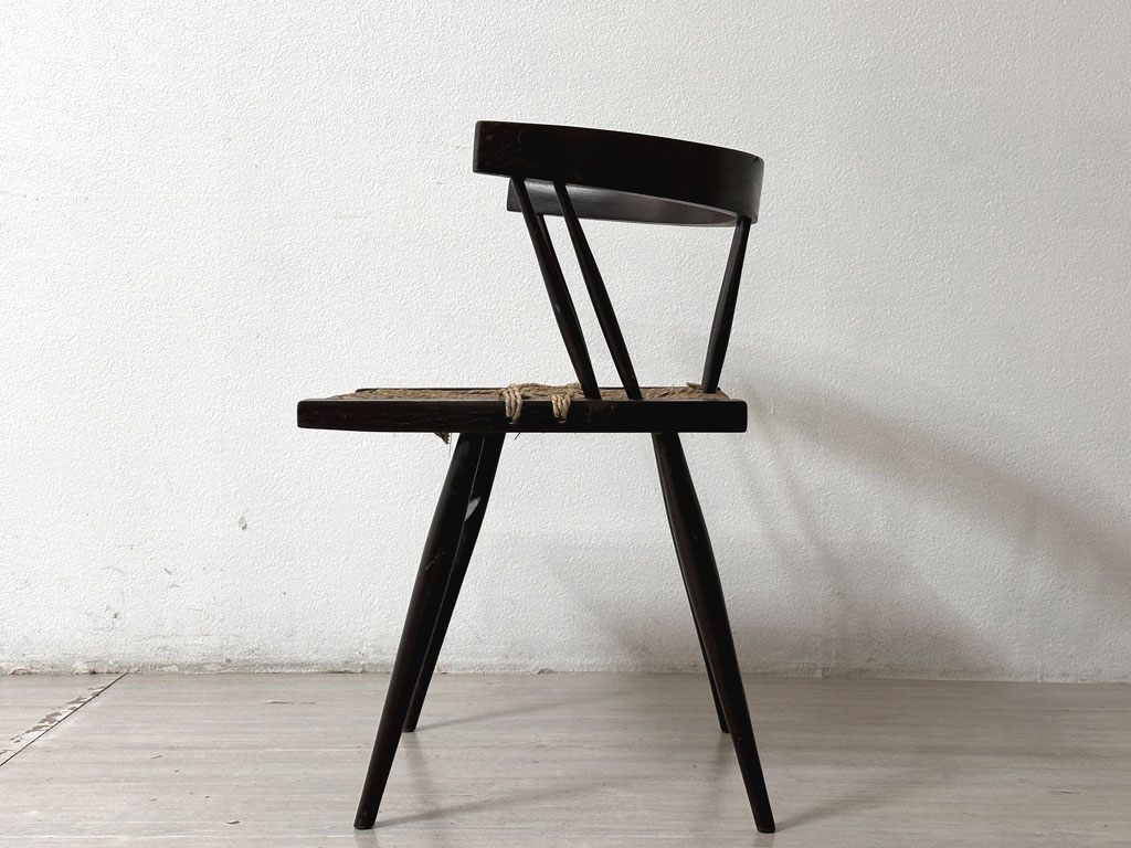 ● ジョージ・ナカシマ George Nakashima グラスシートチェア GRASS SEATED CHAIR ローズウッド材（シッソ）インド NID 60`s ビンテージ_画像3