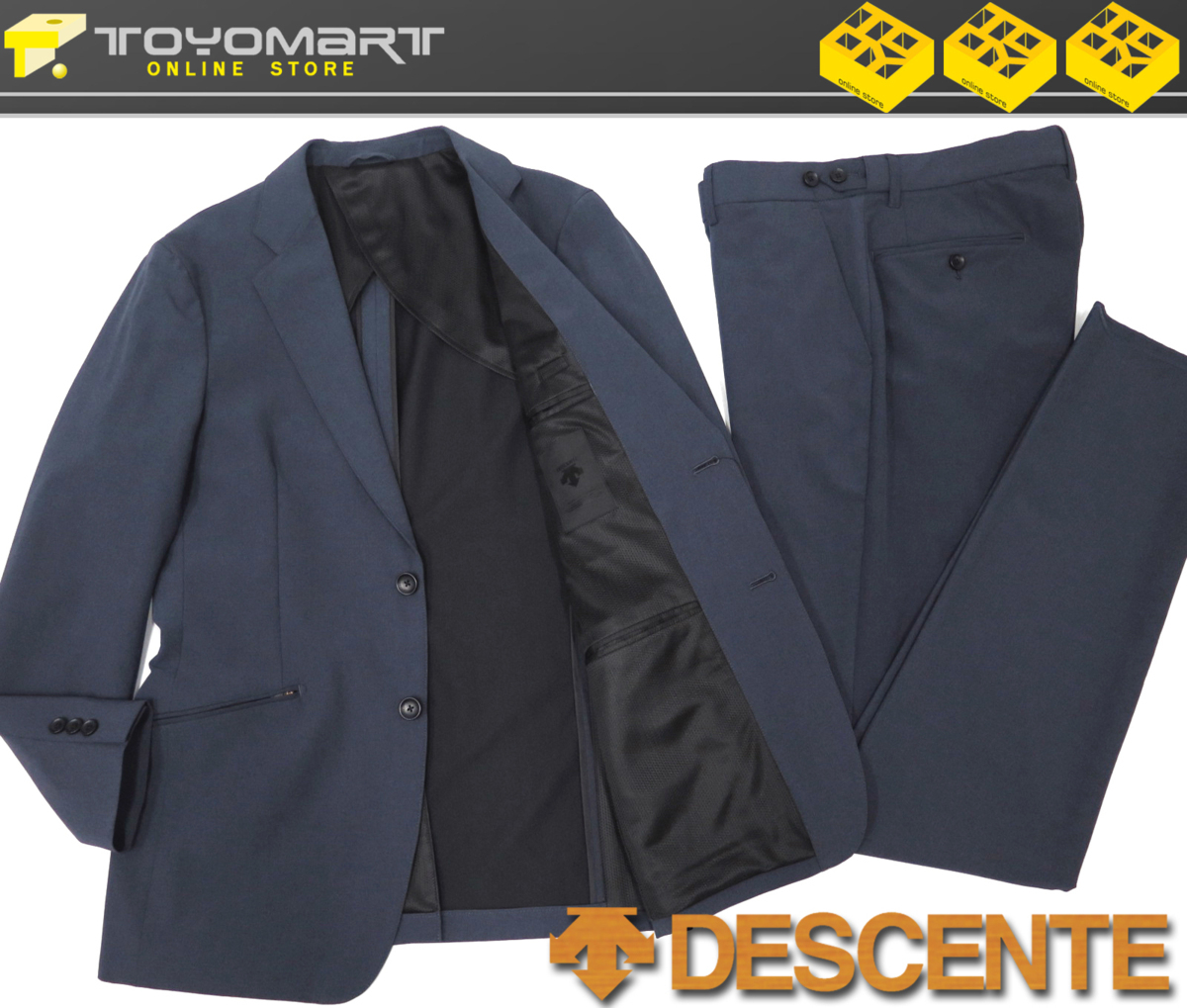 7073*DESCENTE Descente *7725 new goods [Signature Model] stylish stretch suit blue gray /YA5