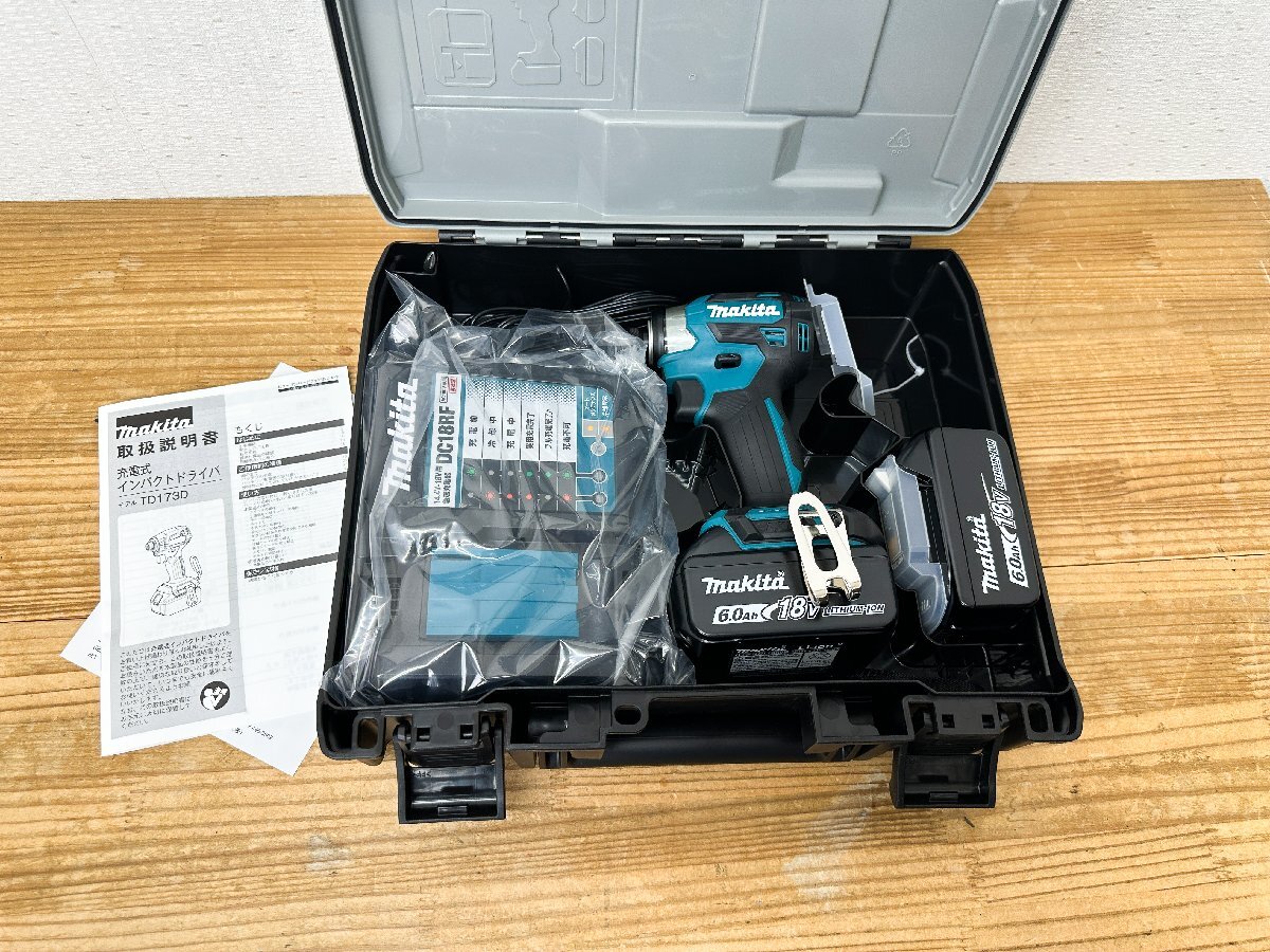 [ pawnshop ] unused goods breaking the seal goods Makita TD173DRGX charge impact 18V blue set goods body BL1860B×2 piece charger 