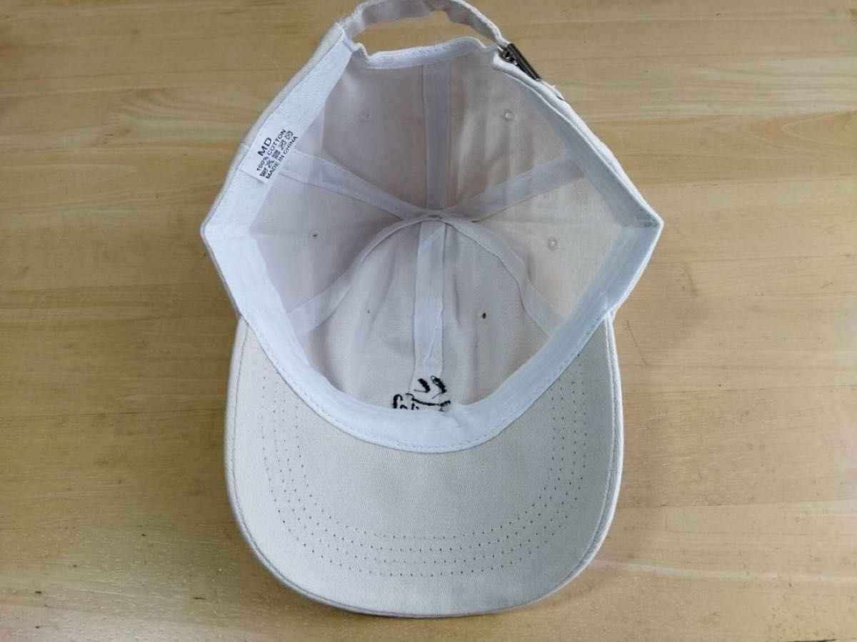 キャップ ロゴ スマイル レディース シンプル 韓国 ベージュ 紫外線対策 帽子