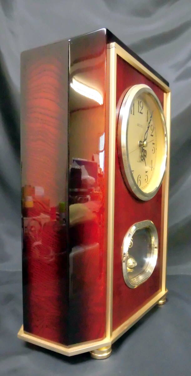 ＜昭和レトロ＞セイコー クオーツ 木製置時計 GZ701B 綺麗 動作品 回転振り子_画像2
