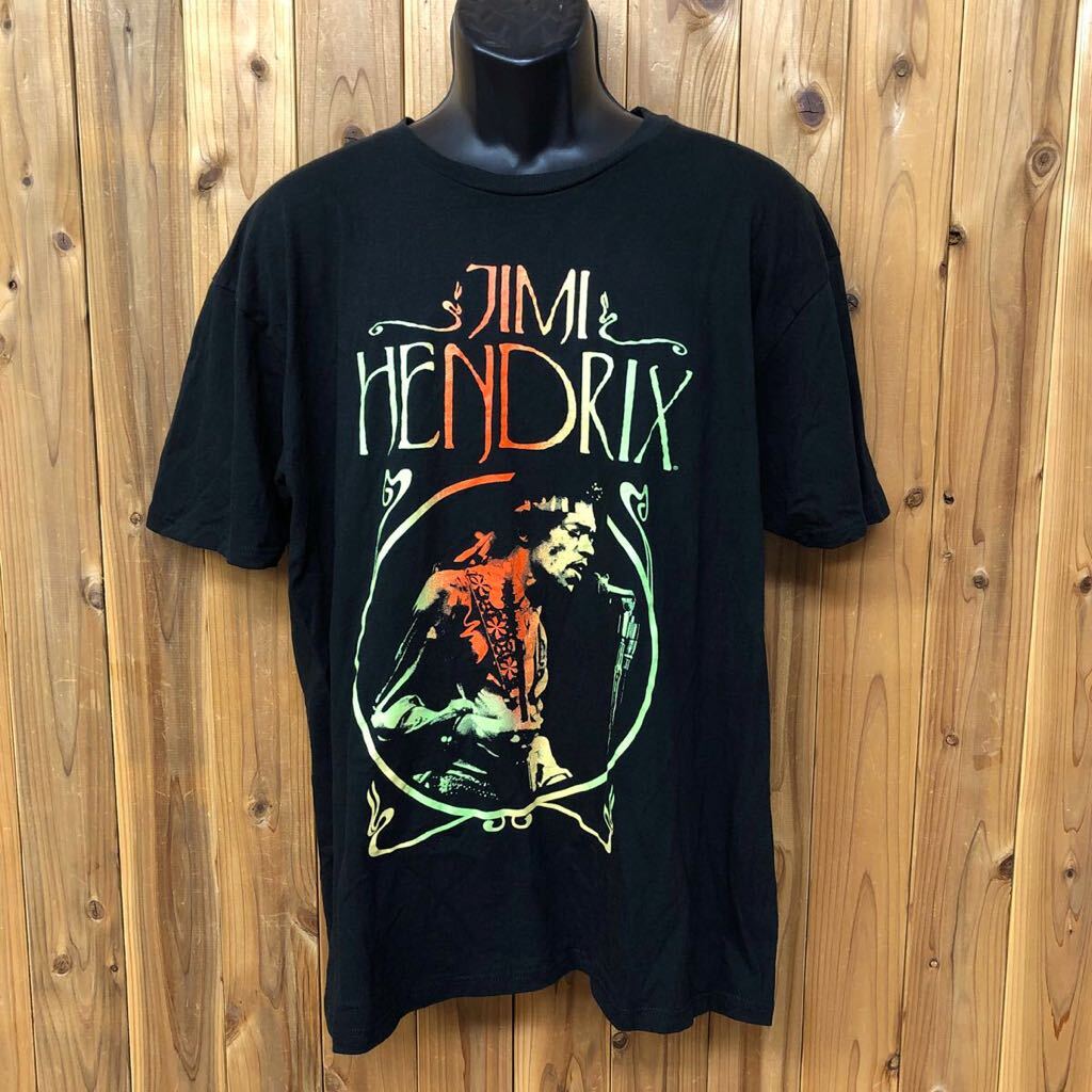 AUTHENTIC HENDRIX /メンズL 半袖Tシャツ トップス ブラック JIMI HENDRIX ジミ ヘンドリックス プリントTシャツ バンドTシャツ 古着_画像1