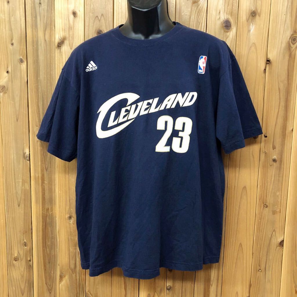 adidas /NBA /アディダス /メンズL(USA) CLEVELAND #23 クリーブランド・キャバリアーズ レブロン・ジェームズ 半袖Tシャツ 紺 アメカジ _画像1