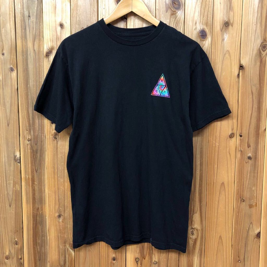 HUF /ハフ /メンズM ブラック 半袖Tシャツ プリントTシャツ トップス バックプリント カジュアル 古着_画像2