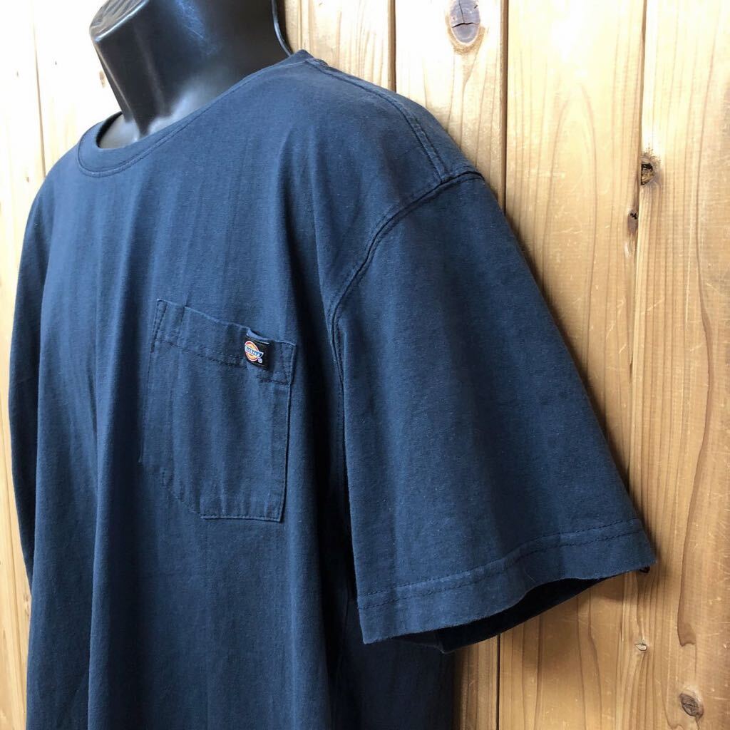 Dickies /ディッキーズ /メンズXLT ネイビー 半袖Tシャツ ポケットTシャツ トップス 無地 コットン100% ワーク アメカジ USA古着_画像6