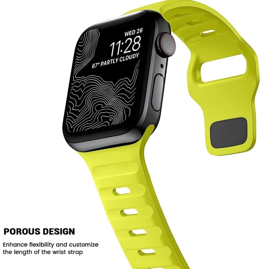 Apple Watch用 タフネス バンド ベルト 高品質シリコン グリーンイエローの画像1