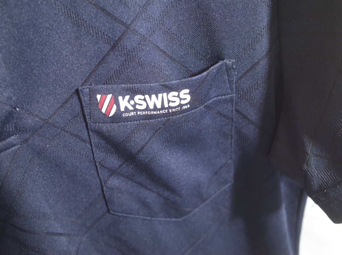 メンズ pk91 ケースイス K-SWISS チェック柄 半袖ポロシャツ M ネイビー 紺 _画像4