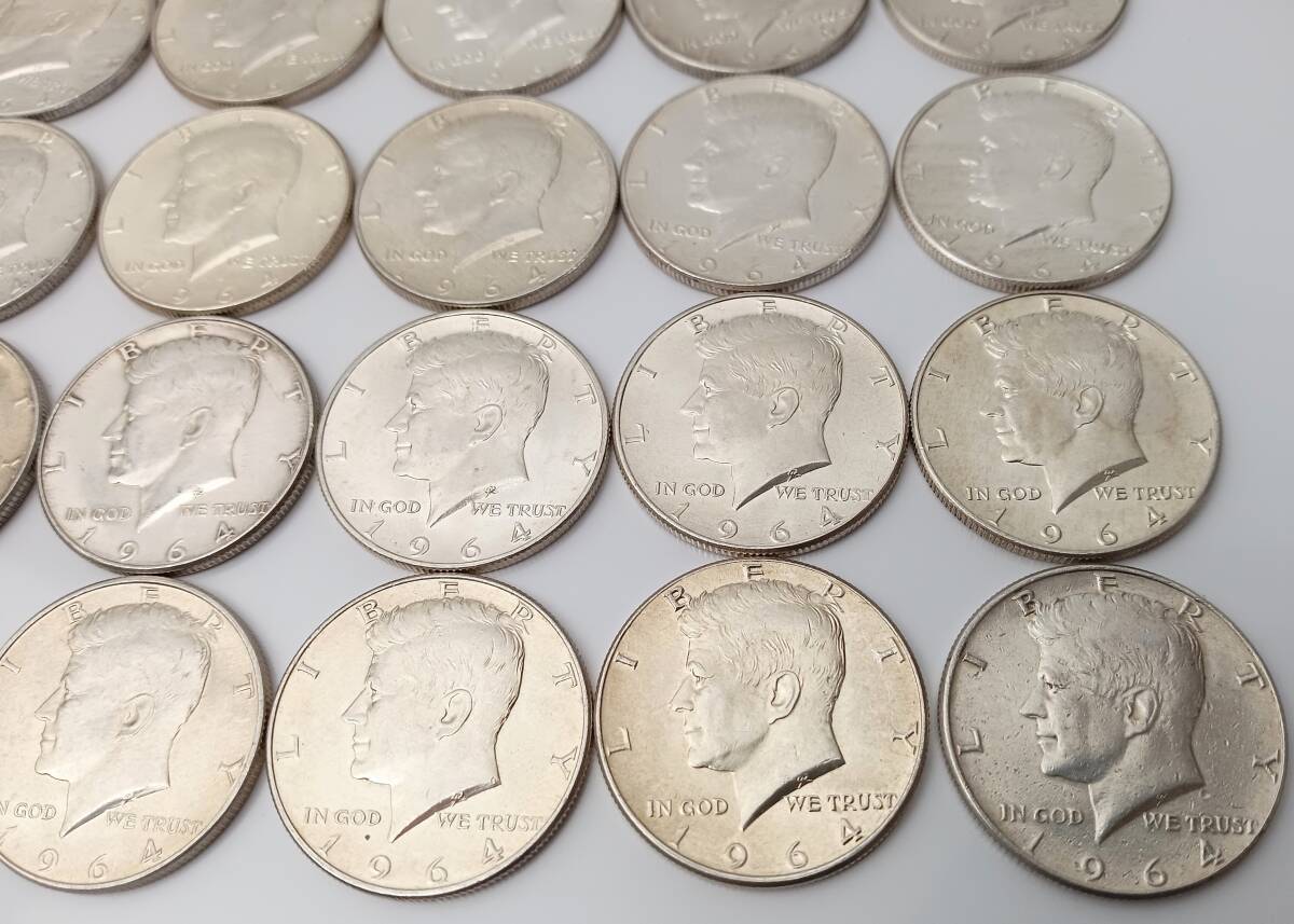 【2299】1964年 ハーフダラー 銀貨 20枚 まとめ 総重量約249g HALF DOLLAR ケネディ コイン 外国銭 硬貨 アメリカ アンティーク 50セント_画像5