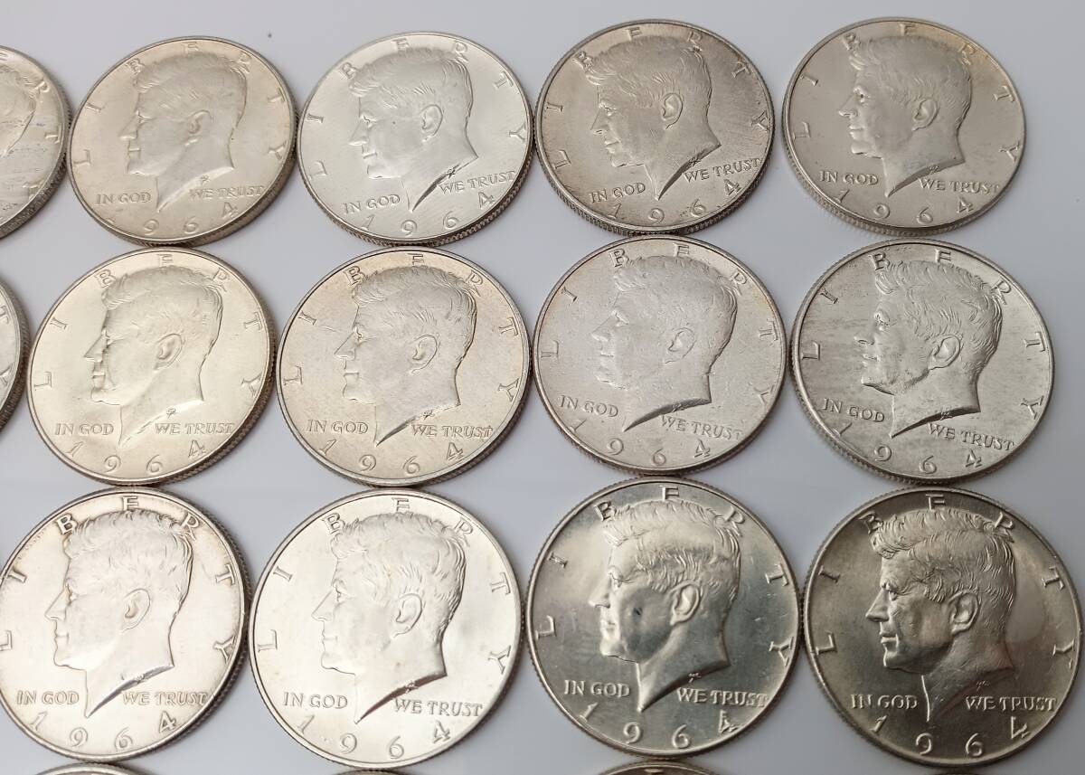 【2299】1964年 ハーフダラー 銀貨 20枚 まとめ 総重量約249g HALF DOLLAR ケネディ コイン 外国銭 硬貨 アメリカ アンティーク 50セント_画像3