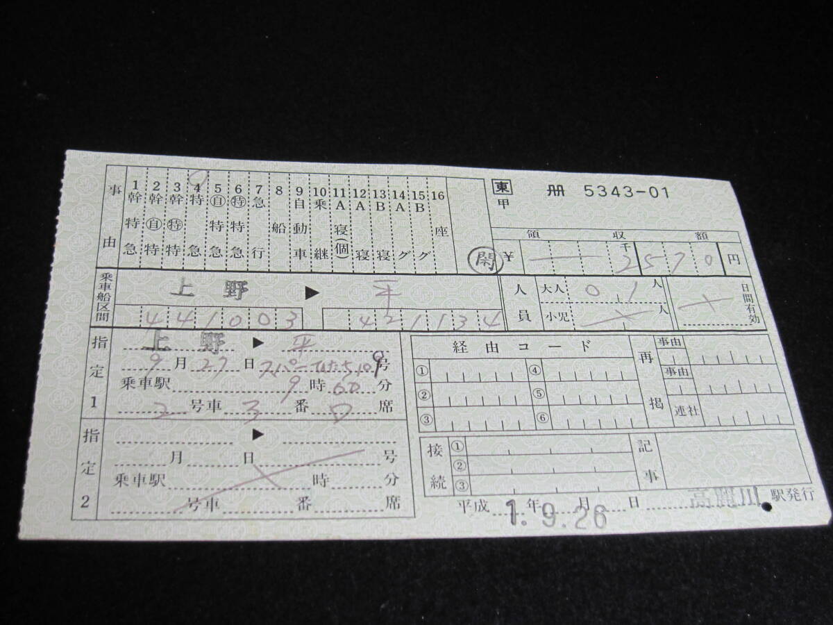 古い切符 補充券 二枚 昭和59年、竜田駅 平成元年、高麗川駅 経年劣化ありの画像2