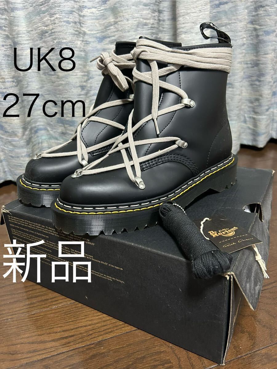 42 UK8 Dr.Martens RICK OWENS ドクターマーチン リックオウエンス 1460 BEX DS RO ブーツ BEX SOLE BOOTS ブラック カウレザー スムース_画像1