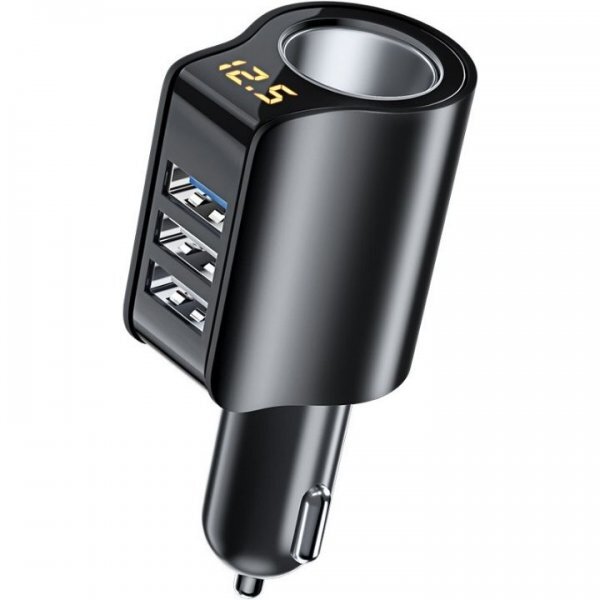 急速充電 USBシガーソケット 3ポート電圧表示 QC3.0 ブラック 車用の画像5