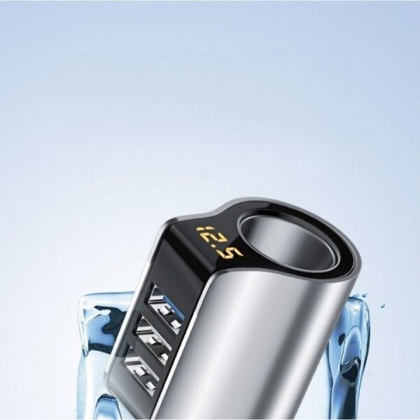 急速充電 USBシガーソケット 3ポート電圧表示 QC3.0 ブラック 車用の画像7