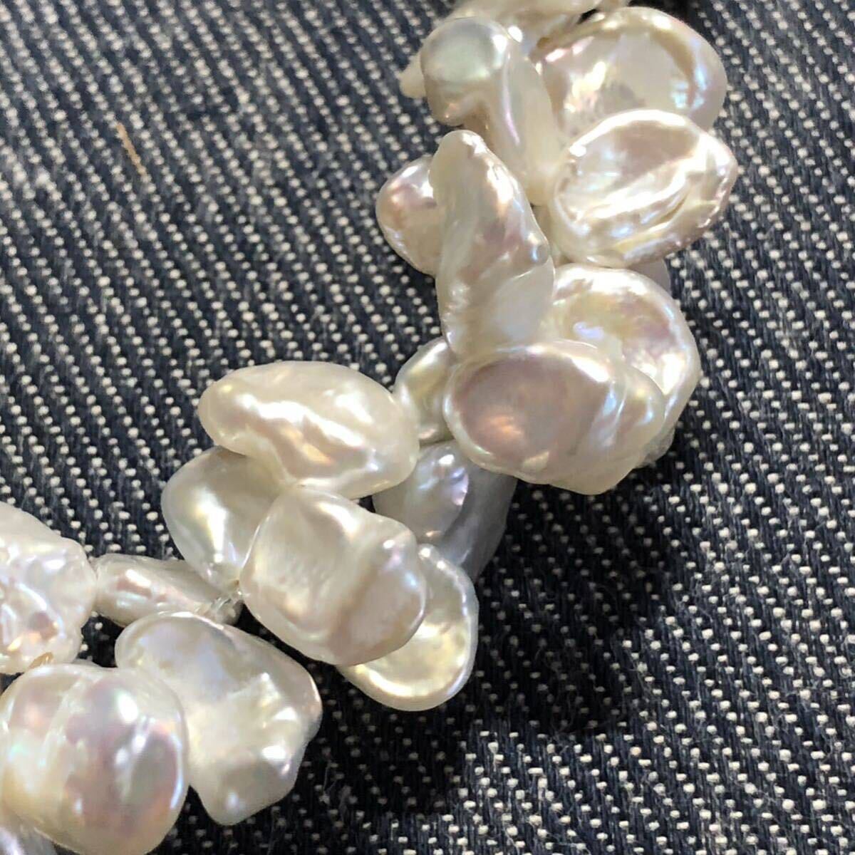 ●バロックパール ネックレス 不揃い 真珠 sterling 刻印 SILVER 925 シルバー 金具　_画像3
