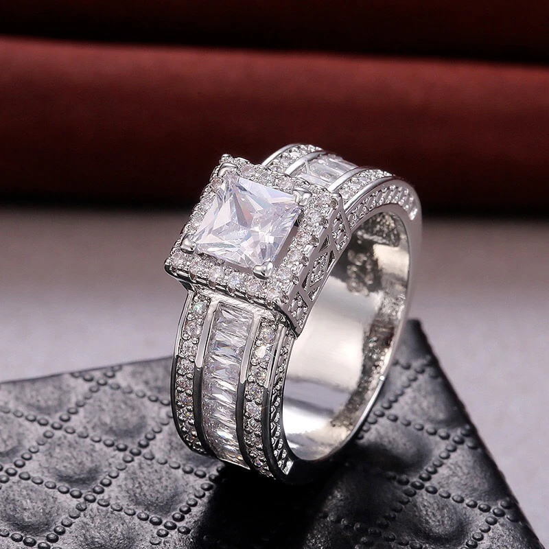 シルバー925色◆大粒czダイヤモンド指輪 ９号リング婚約ウェディング結婚式_画像3