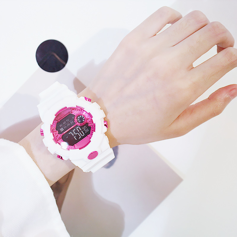 ホワイト★ビックフェイス スポーツウォッチ●ファッション シリコン腕時計 ピンク_画像1
