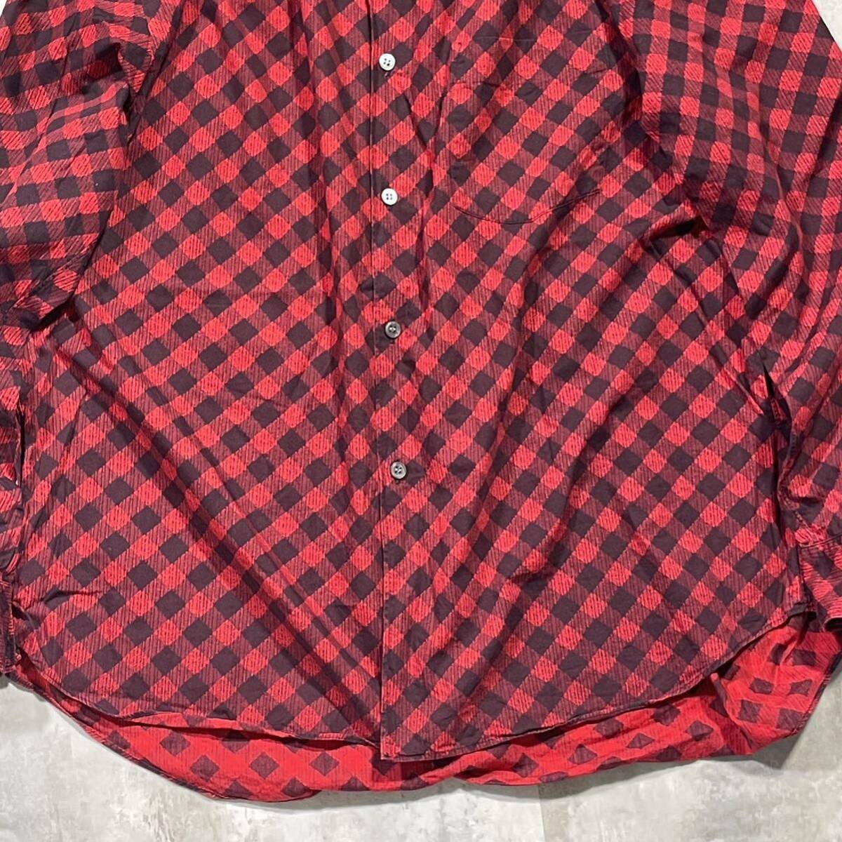 希少 COMME des GARCONS SHIRT コムデギャルソン シャツ ■90s 川久保怜 ■ダイアゴナル チェック 角襟 シェルボタン ■長袖 シャツ_画像10