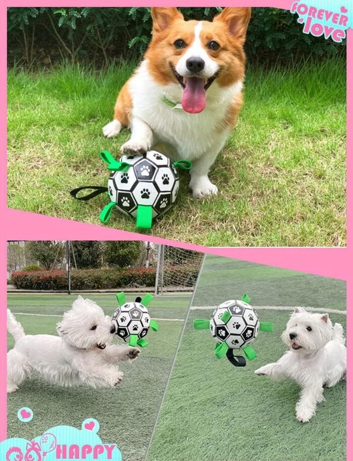 Caseeto 犬用おもちゃ 犬のおもちゃ ボール 犬 サッカーボール 噛みやすい 弾力性 伸縮性 ロープおもちゃ 知育玩具 訓練_画像2