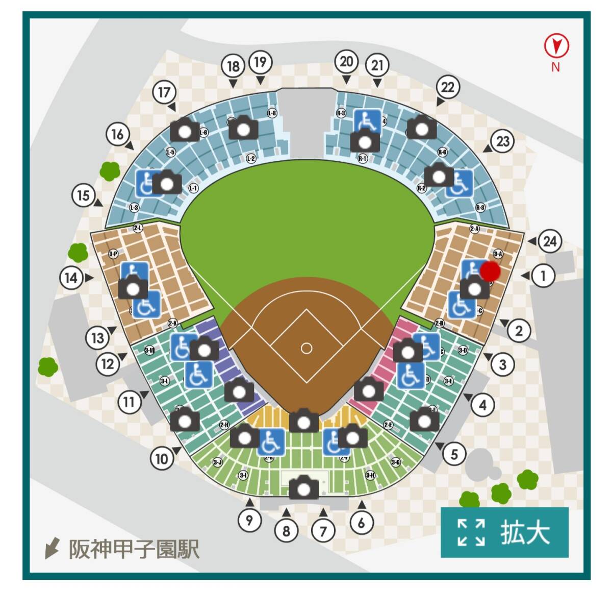 5/7 阪神対広島 一塁アルプス席3連番の画像1