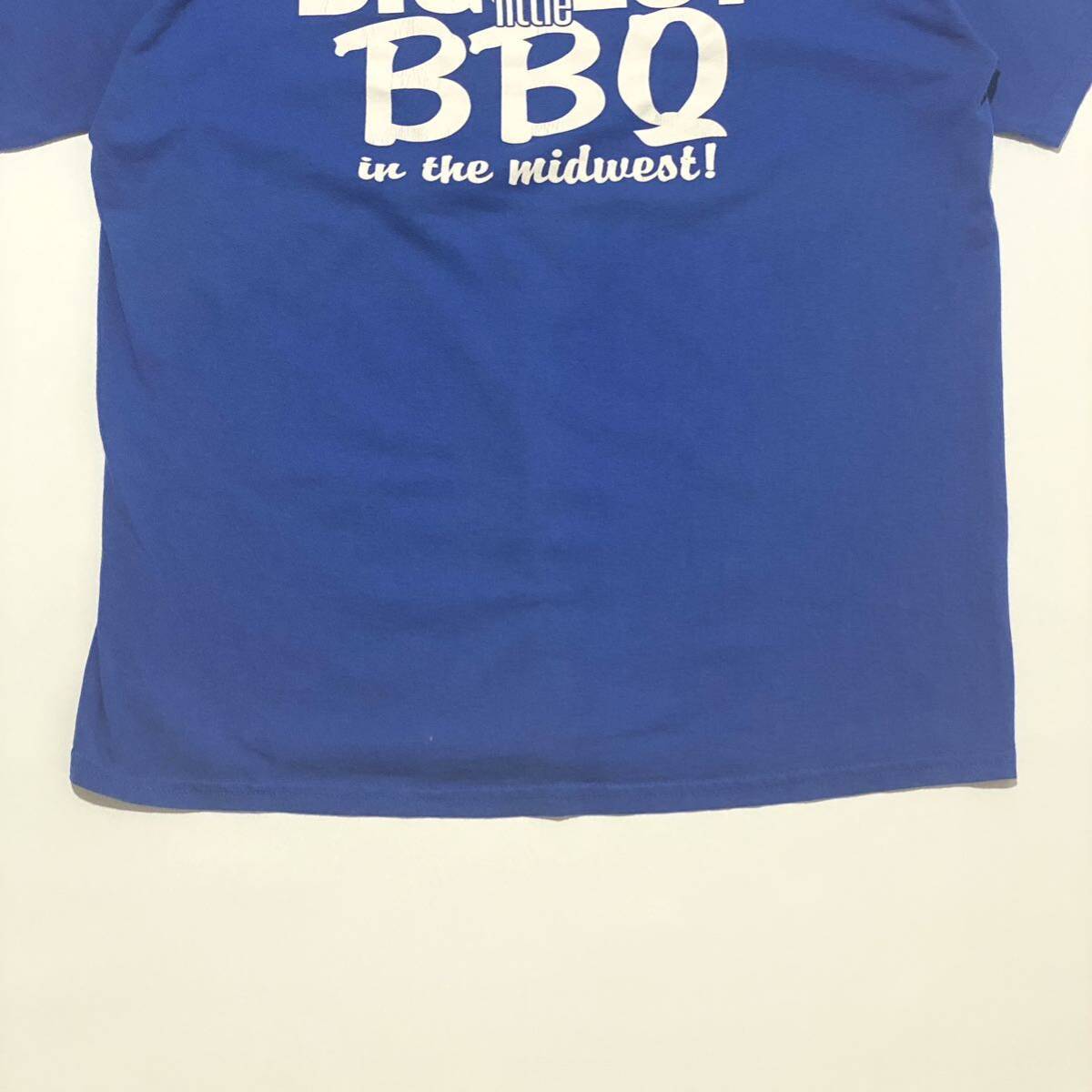 【US輸入品】2000年代製 BBQ プリントTシャツ blue 半袖 両面print Funny ご当地　企業物　アメカジ 古着　ビンテージ_画像7