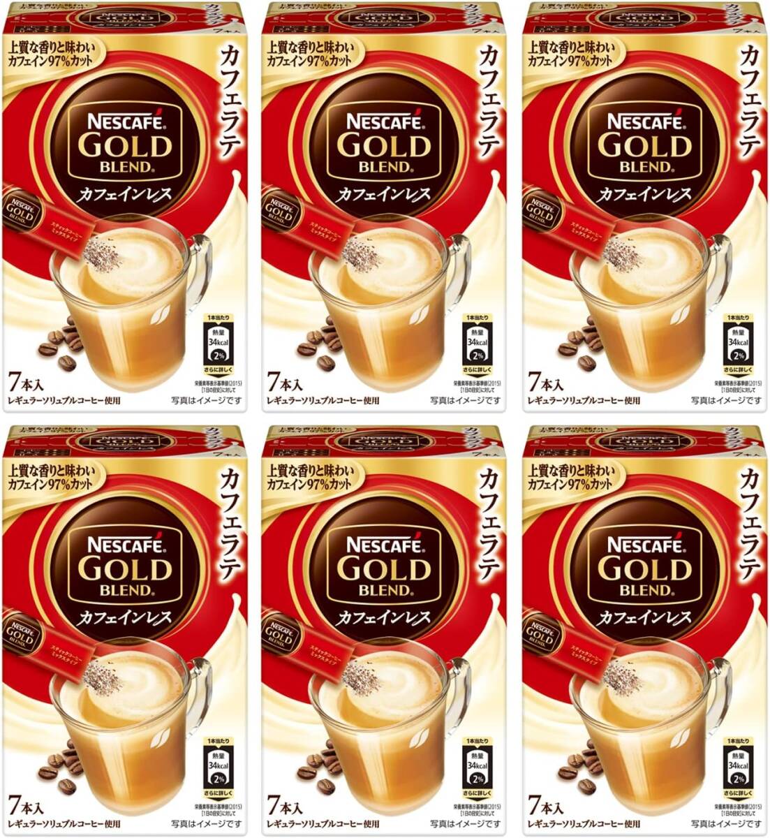 【まとめ買い】ネスカフェ ゴールドブレンド カフェインレス スティックコーヒー 7P×6箱_画像1