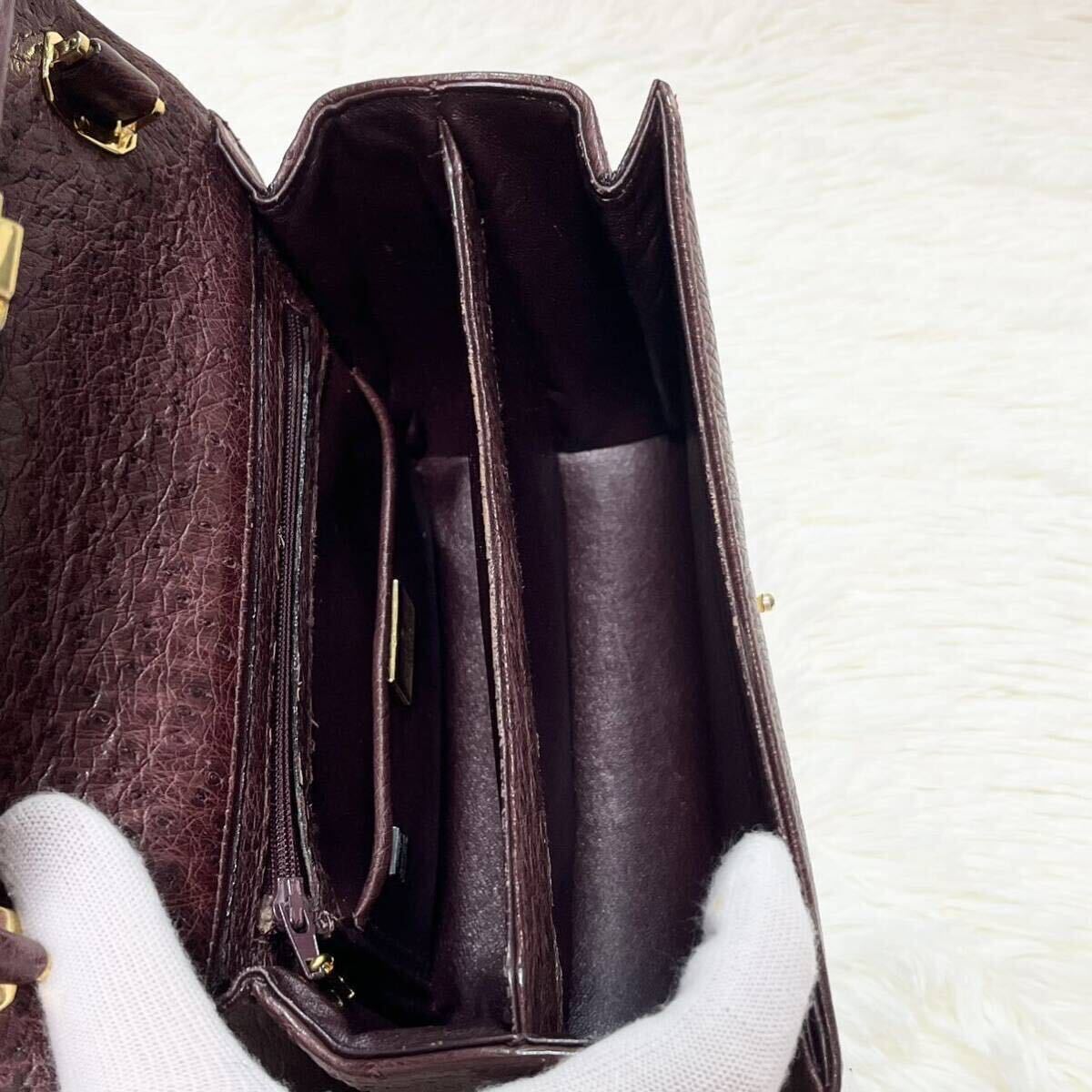 [1 иен старт ]COMTESSE Conte s Ostrich ручная сумочка женский экзотический IRV одобрено Германия производства бордо 