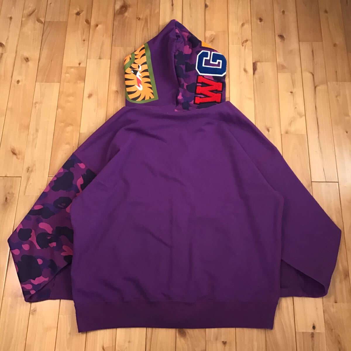 ★2XL★ Giant shark full zip hoodie a bathing ape BAPE purple camo シャーク パーカー エイプ ベイプ アベイシングエイプ XXL i635_画像3