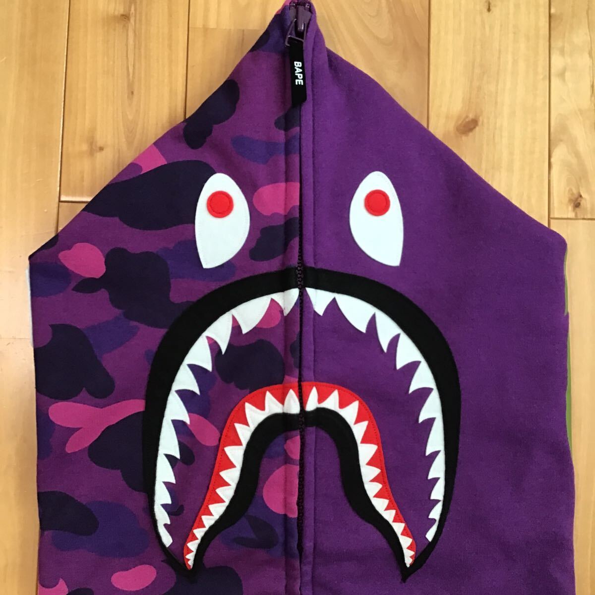 ★2XL★ Giant shark full zip hoodie a bathing ape BAPE purple camo シャーク パーカー エイプ ベイプ アベイシングエイプ XXL i635_画像4