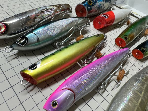 良品■青物,マグロ,シイラ,キャスティングルアーまとめて11個セットで。オシアペンシルポップクィーン等 良品□青物,マグロ,シイラ,キャスティングルアーまとめて11個