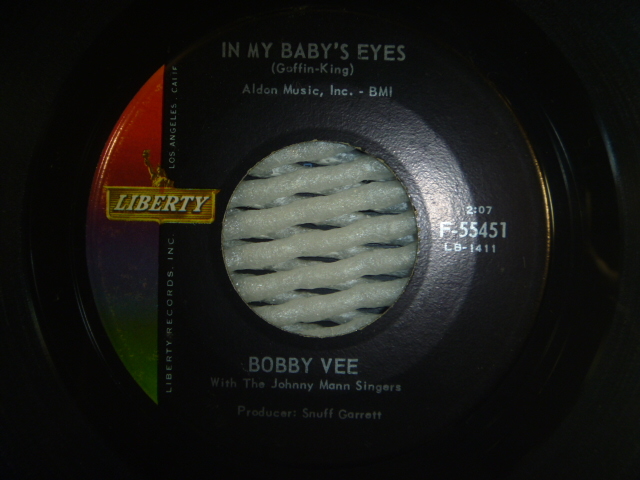 ★BOBBY VEE ボビー・ヴィー／ Sharing You 浮気なあの娘／ My Baby's Eyes (Liberty)▼全米1962年15位 ※両面とも Carole King 作品の画像2