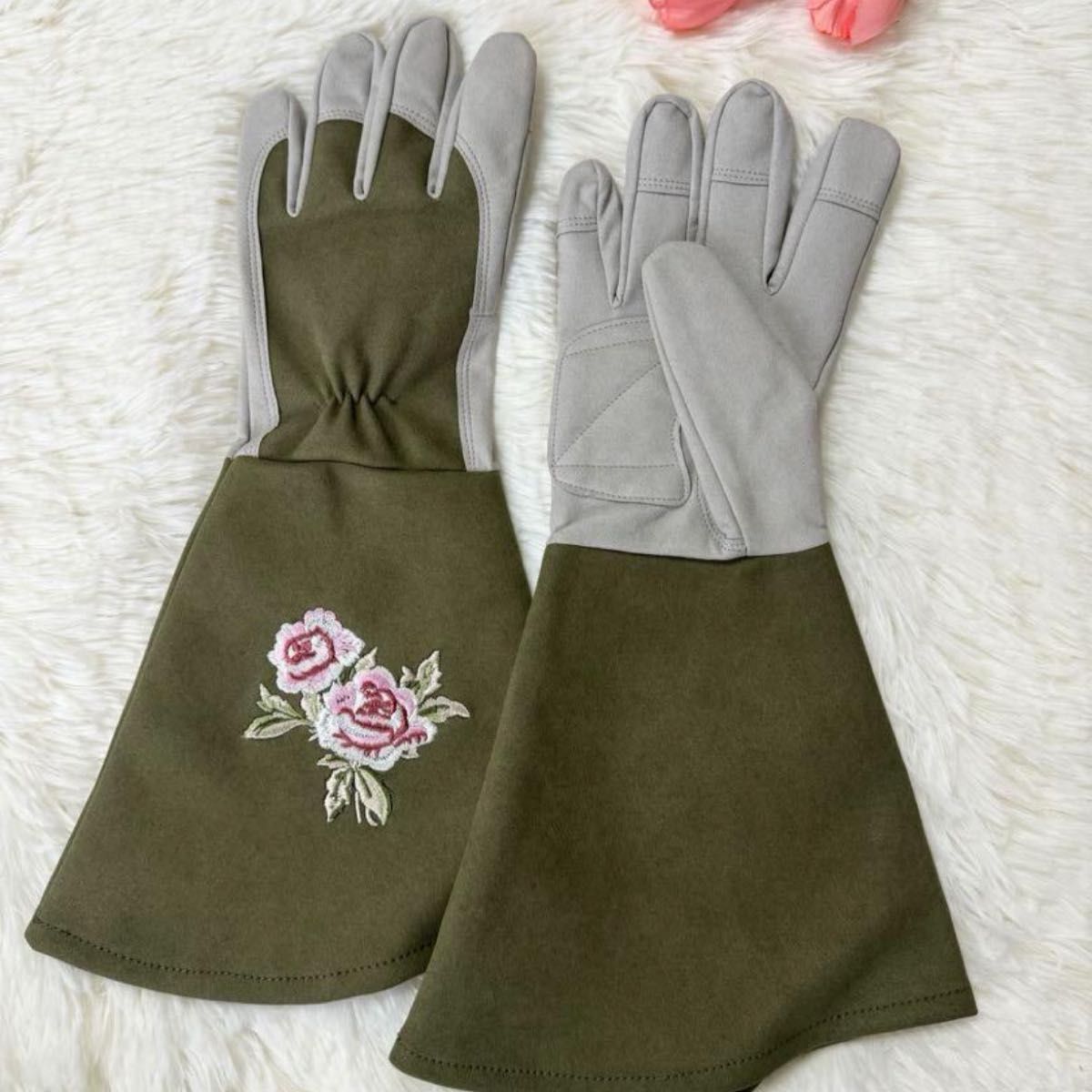 園芸用手袋 ガーデニングローブ 母の日 プレゼント　薔薇　バラ手袋 園芸手袋　緑