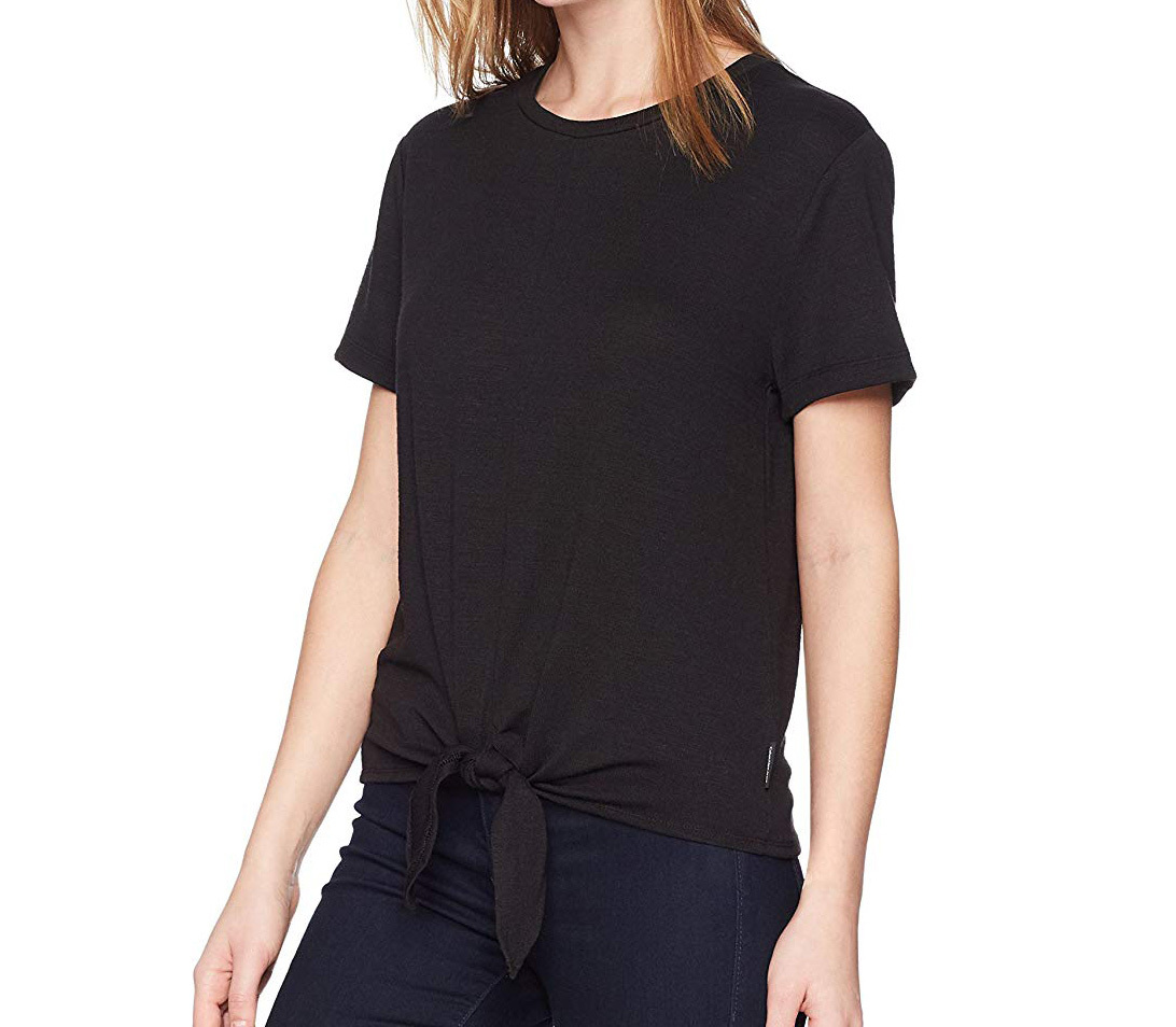 新品 M ★ Calvin Klein Jeans レディース 半袖 ニット US-S ブラック 黒 タイフロント Tシャツ カルバンクライン ジーンズ CK コストコ