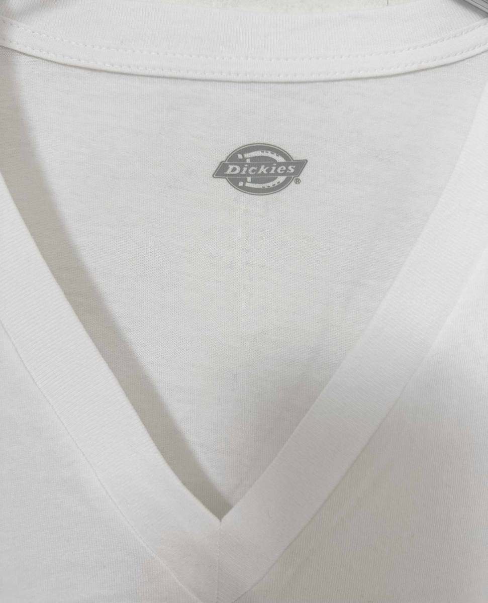 新品 4枚組 L ★ Dickies ディッキーズ メンズ Vネック 半袖 Tシャツ ホワイト 白 無地 コットン 綿 インナー 大きいサイズ Lサイズ セット_画像8