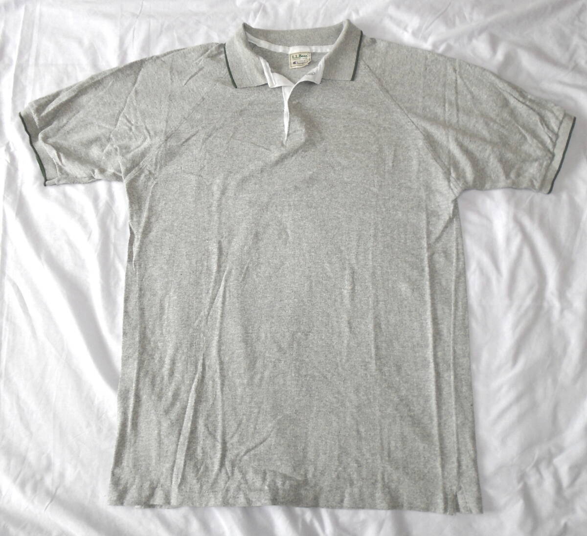 お歳暮 人気 オシャレ 希少★80s★ダブルネーム★L.L.Bean×Champion★エルエルビーン×チャンピオン★88/12★杢グレー★霜降り★半袖ポロシャツ★米国製★(L) 男性用