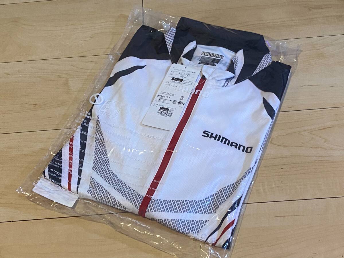  новый товар * Shimano полный Zip * принт рубашка L белый SH-052P