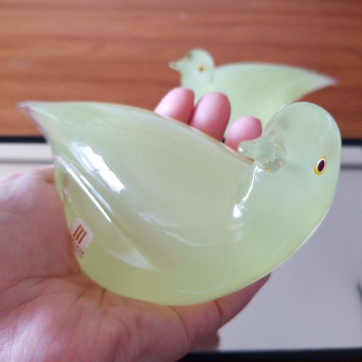 【美品】マルティグラス　ガラス細工　水鳥　つがい　おしどり夫婦　置物