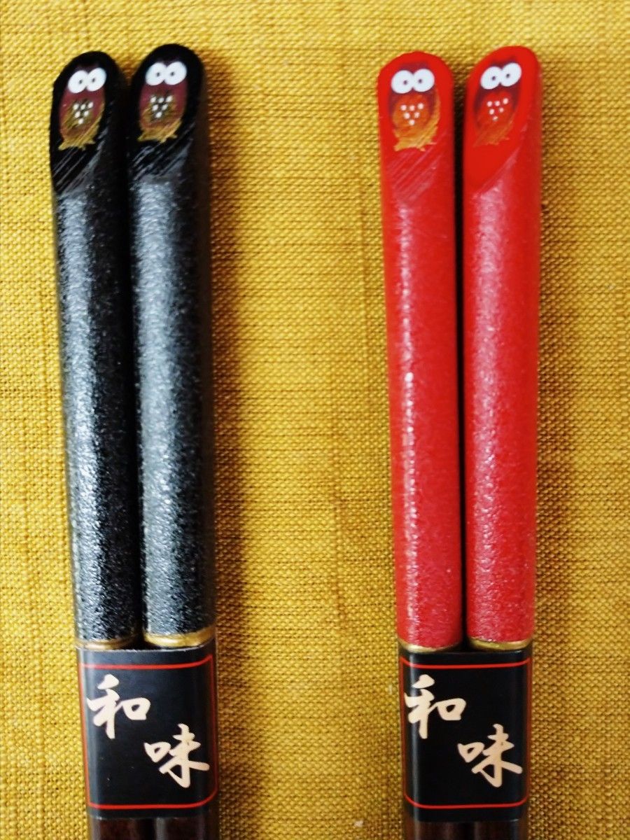 木製 天削箸ふくろう2膳 