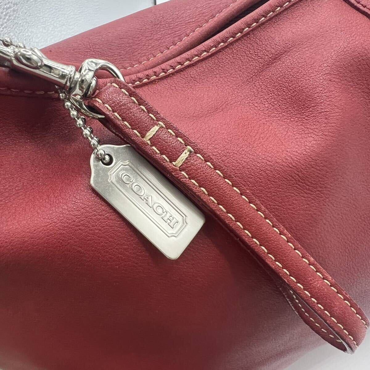 * great popularity beautiful goods *OLD COACH Coach L go one shoulder handbag all leather shoulder bag accessory pouch red red 