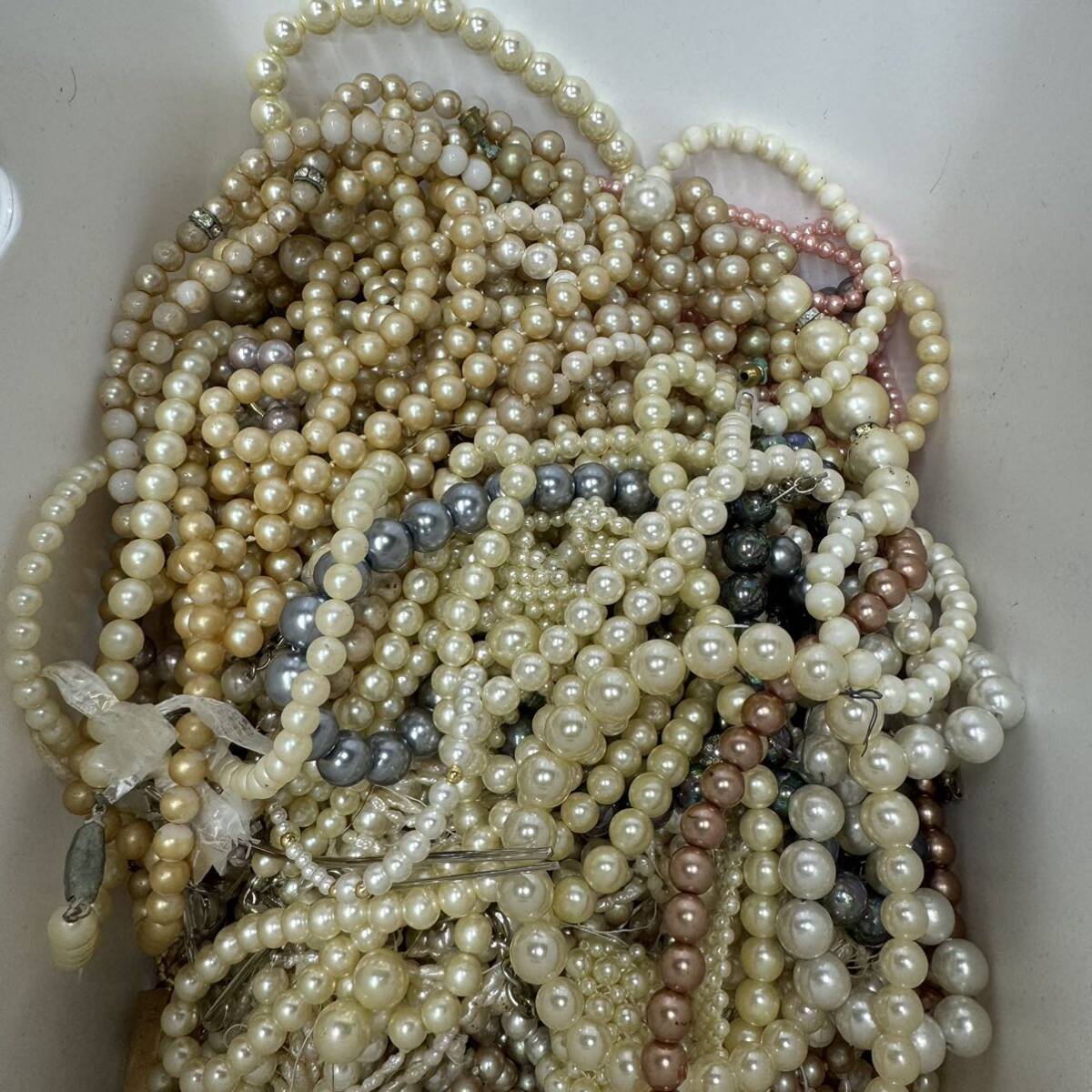 *1 jpy ~[ approximately 4kg] pearl set sale natural pearl fake pearl mabe pearl baby pearl accessory necklace Perl pearl gem . ornament goods ①