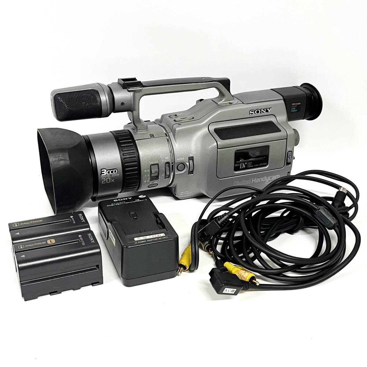 1円~【通電確認済】ソニー SONY DCR-VX1000 VIDEO LENS OPTICAL 10×ZOOM/AF f=5.9-59 1:1.6 デジタルビデオカメラレコーダー J120018_画像1