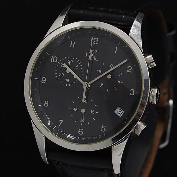 1 иен коробка / гарантия есть работа Calvin Klein K22271 QZ чёрный циферблат Date хронограф мужские наручные часы KTR 0561000 4ERT