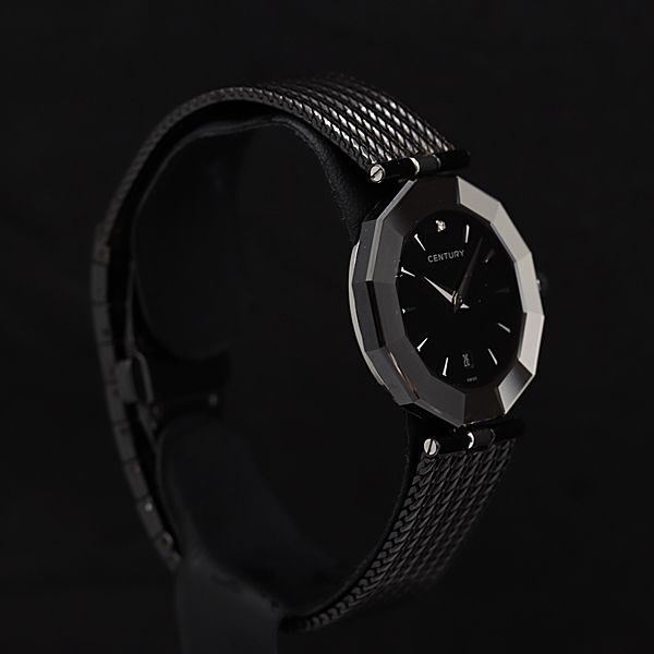 1円 稼働 センチュリー QZ タイムジェム 89902 ミラー ブラック文字盤 黒 レディース腕時計 KMR 5996100 4KHTの画像2