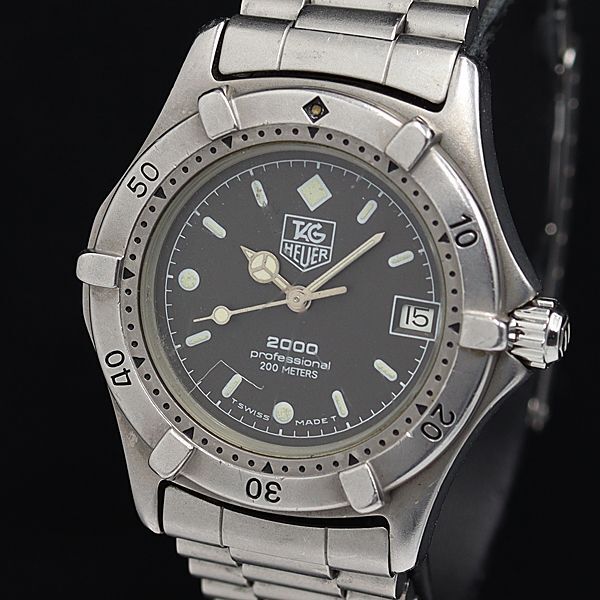1 jpy operation TAG Heuer 2000 Professional 200m 962.013 QZ gray face Date round men's wristwatch DOI 0023100 4ERT