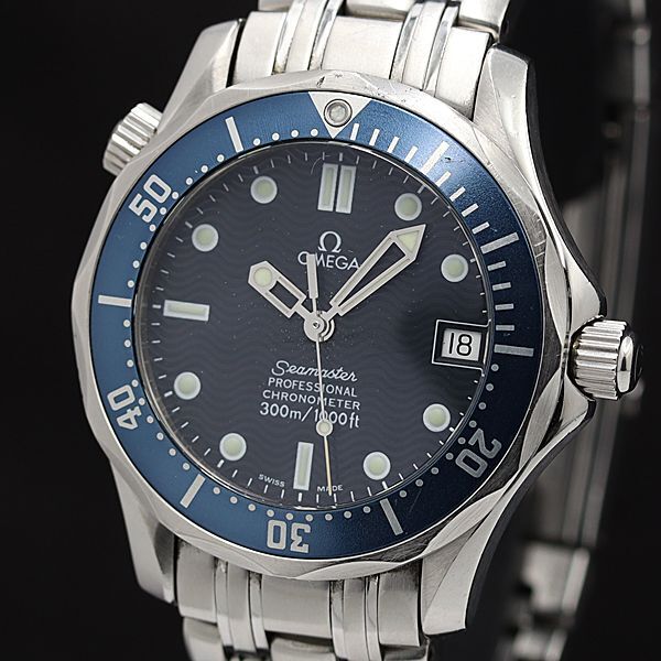1 jpy guarantee attaching operation Omega n Seamaster Chrono meter AT/ self-winding watch blue black face men's wristwatch KMR 0045510 4YBT