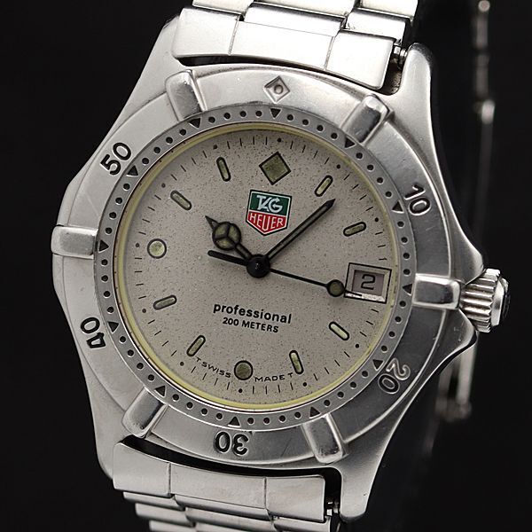 1 jpy operation TAG Heuer Pro feshonaru200 962.213 QZ Date silver face men's wristwatch KMR 0034100 4ERT