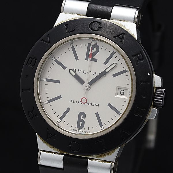 1 jpy operation BVLGARY aluminium AT/ self-winding watch AL-38-TA silver face men's wristwatch KMR 0901200 4YBT