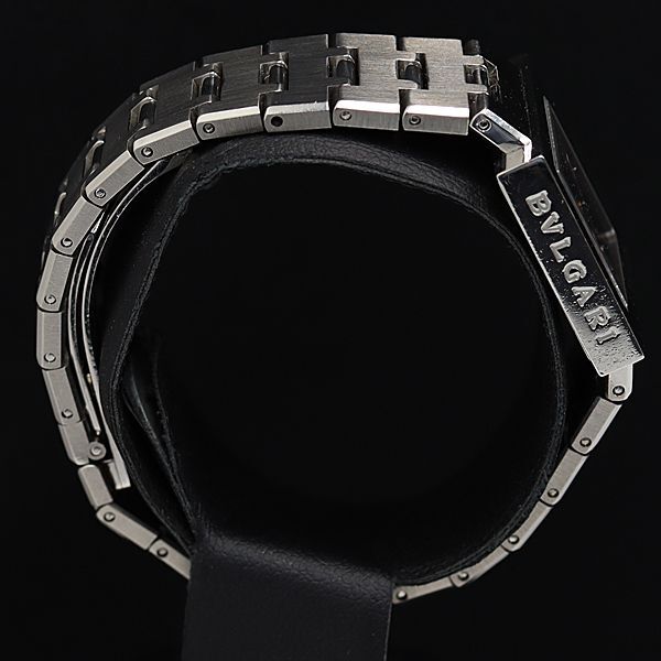 1円 稼働 良品 ブルガリ クアドラード SQ22SS QZ ブラック文字盤 スクエアタイプ レディース腕時計 DOI 9506200 4KHTの画像2