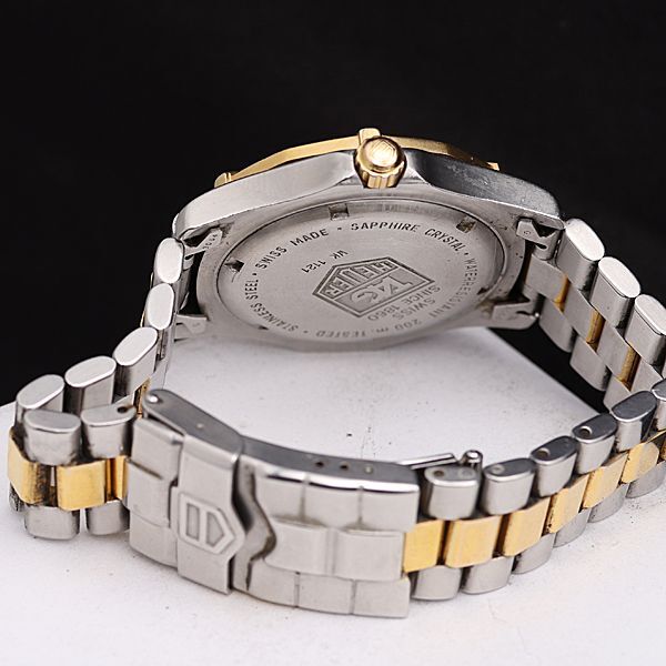 1円 稼働 タグホイヤー QZ プロフェッショナル WK1121 ゴールド文字盤 デイト ラウンド メンズ腕時計 TCY3797000 4NBG2_画像4